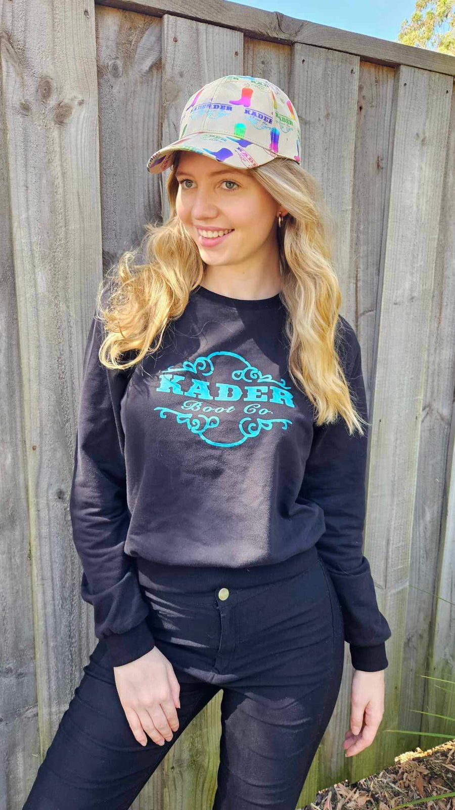 Women's Black Jumper Turquoise Kader Logo