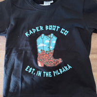 Children's Pilbara Boot Organic Cotton T Shirt in Black