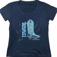 Women’s Turquoise Boot Cowgirl T Shirt - Black