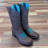 Turquoise Arrow, Square Toe, Rubber Sole