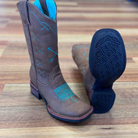 Turquoise Arrow, Square Toe, Rubber Sole