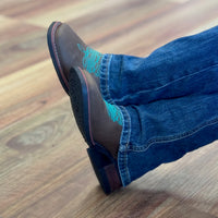 Turquoise Arrow, Square Toe, Rubber Sole