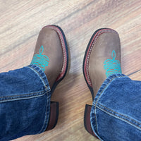 Turquoise Arrow, Square Toe, Rubber Sole
