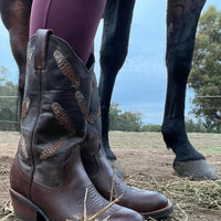 Kookaburra Boots Rustic Dark Brown, Round Toe, Rubber Sole