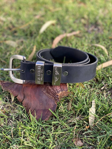 Australian Made Kader Boot Co Belt Silver buckle, black leather - Kader Boot Co