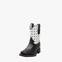 Children's Karijini Black and White, White Stitching - Kader Boot Co