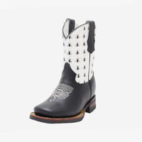 Children's Karijini Black and White, White Stitching - Kader Boot Co