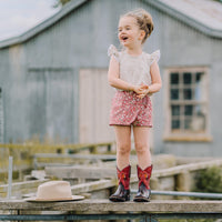 Children's Red Tailed Black Cockatoo Feather Boots - Kader Boot Co