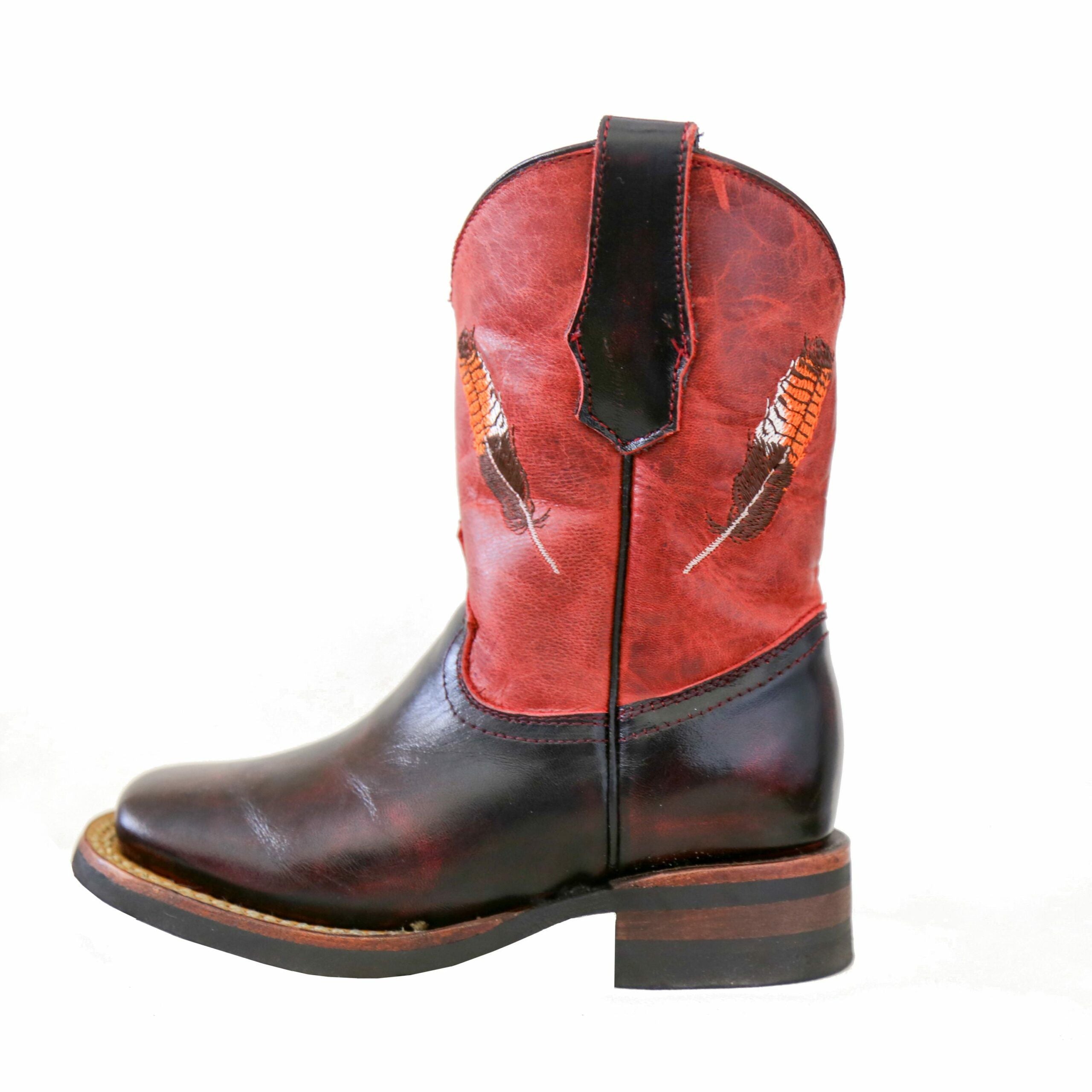 Red on sale feather boots