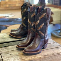Kookaburra Boots Rustic Dark Brown, Round Toe, Rubber Sole - Kader Boot Co