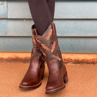 Kookaburra Boots Rustic Dark Brown, Round Toe, Rubber Sole - Kader Boot Co