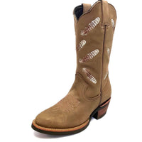 Kookaburra Light Brown, Rubber Sole Round Toe - Kader Boot Co