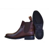 Men's Big Smoke ankle boots, Smooth Dark Brown, Rubber Sole - Kader Boot Co