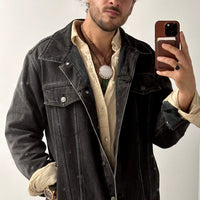 Men's Faded Black Denim Jacket - Kader Boot Co