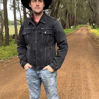 Men's Faded Black Denim Jacket - Kader Boot Co