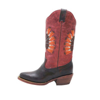 Red Tailed Black Cockatoo Feather Boots, Round Toe - Kader Boot Co