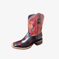 Red Tailed Black Cockatoo Feather, Short Shaft, Square Toe - Kader Boot Co