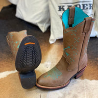 Turquoise Arrow, Round Toe, Rubber Sole - Kader Boot Co