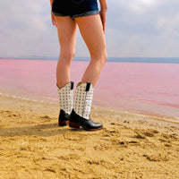 Women's Black and White Karijini, Round Toe - Kader Boot Co