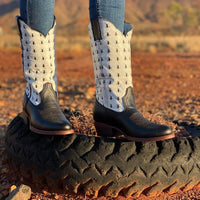 Women's Black and White Karijini, Round Toe - Kader Boot Co