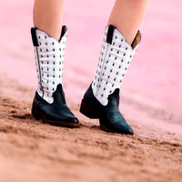 Women's Black and White Karijini, Round Toe - Kader Boot Co