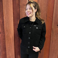 Women's Black Denim Jacket With Tassels - Kader Boot Co