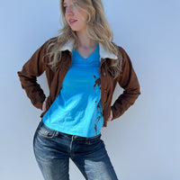 Women’s Kader T Shirt, horse print, sky blue