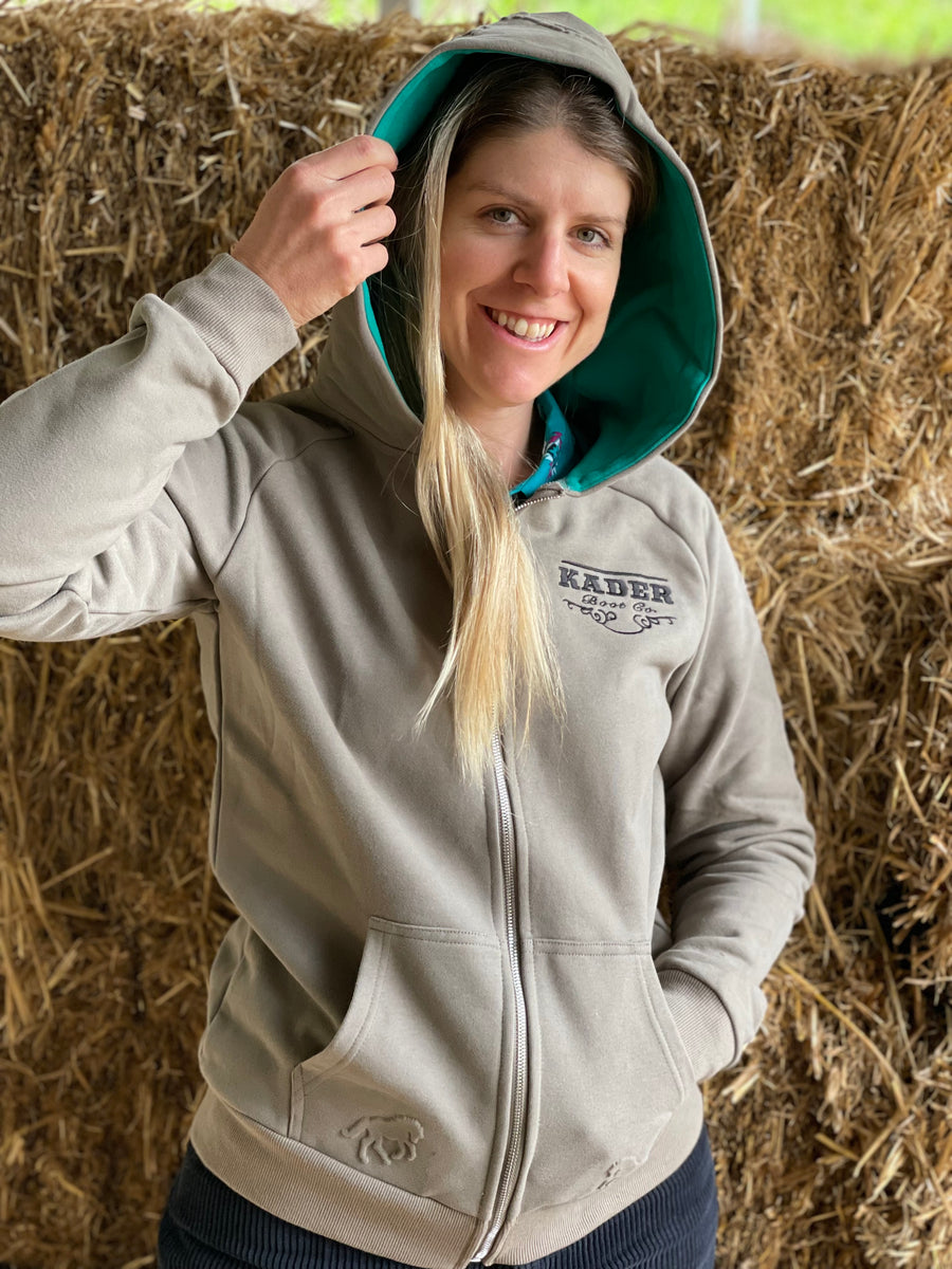 Women’s Turquoise hooded Kader  Embossed Horse Hoodie