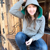 Women’s Turquoise hooded Kader  Embossed Horse Hoodie