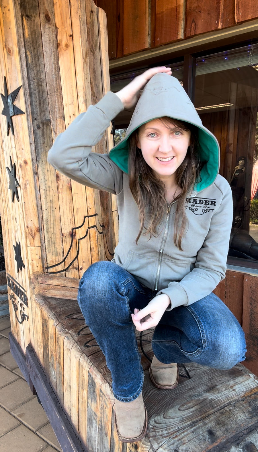 Women’s Turquoise hooded Kader  Embossed Horse Hoodie