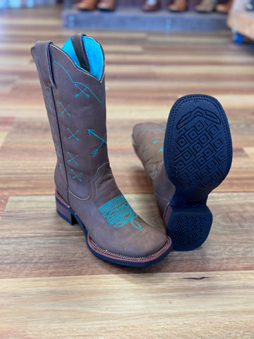 Turquoise Arrow, Square Toe, Rubber Sole