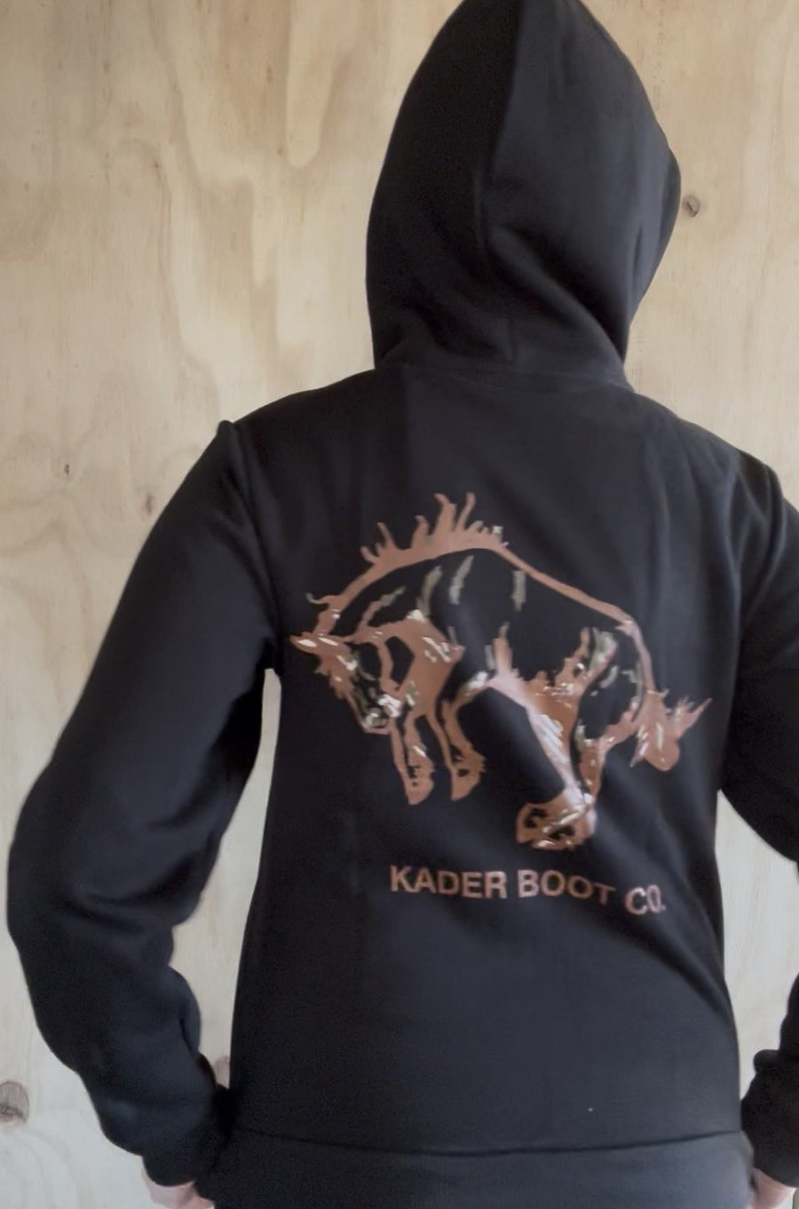 Kader Zip Up Horse Hoodie - Black