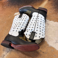 Karijini Black and White, Square Toe, Leather Sole Yellow Stitching