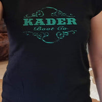 Australian Made Women's Black Shirt with Turquoise Kader Logo - Kader Boot Co
