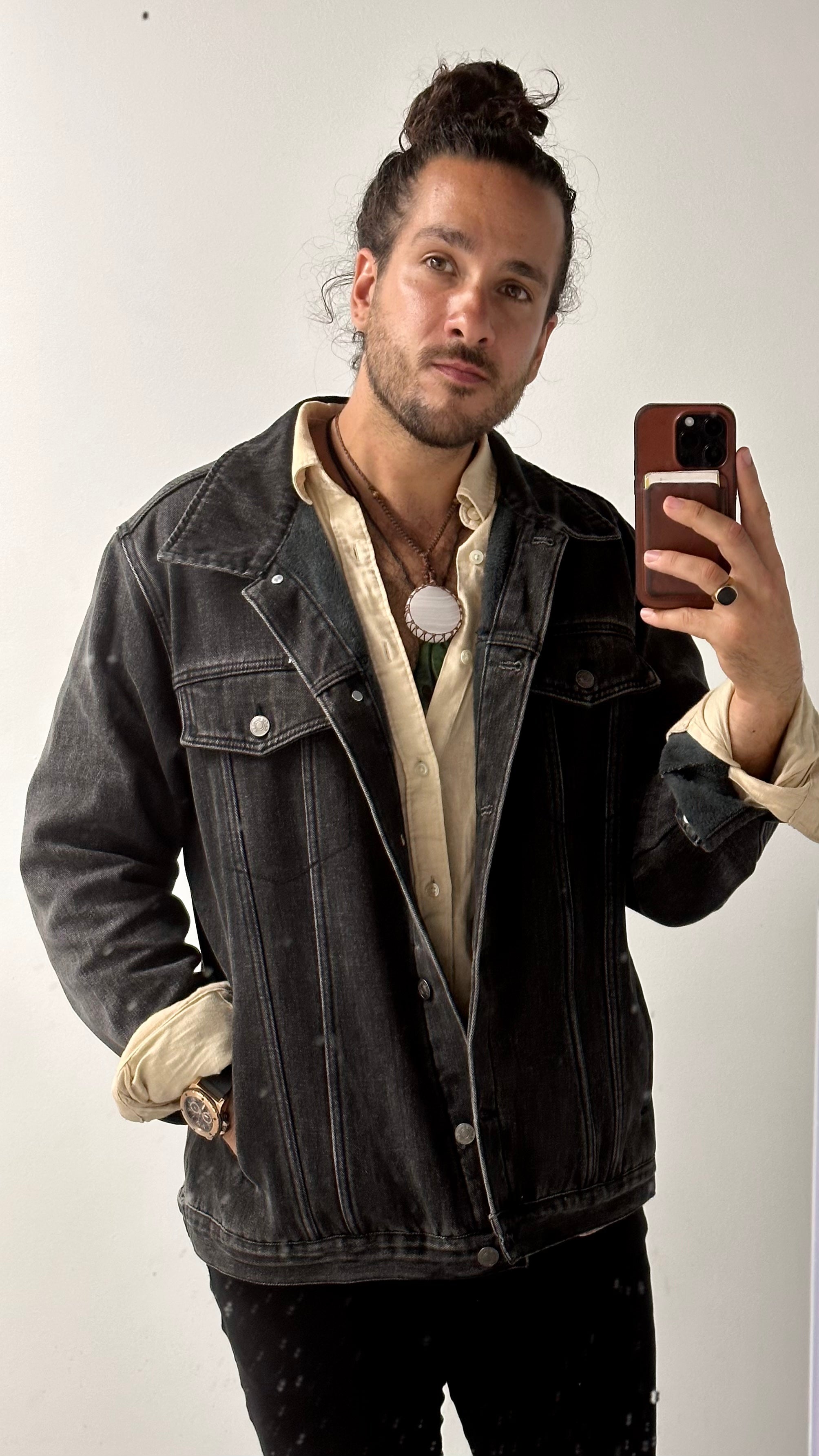 Men's Faded Black Denim Jacket – Kader Boot Co - Main Image
