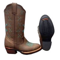 Turquoise Arrow, Round Toe, Rubber Sole - Kader Boot Co