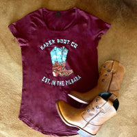 Women's Pilbara Boot T Shirt - Burgundy - Kader Boot Co